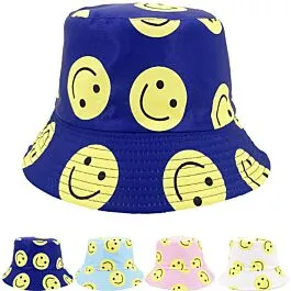 Wholesale Happy Face Emoji Pattern Bucket Hat display picture 1