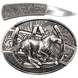 Horse Belt Buckles Wholesale Galloping Horse and Horseshoe