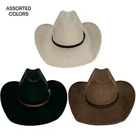2575 Western Brown Cowboy Hat For Women Men With 3 Pcs Bandanas Felt Wide Wowstyle Brown Cowboy Hat, Unisex Felt Wide Brim Fedora with  main image 2