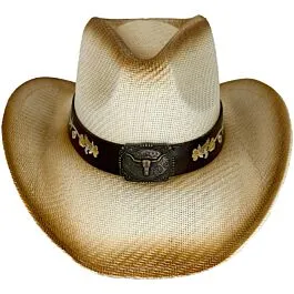 VTG Pushpa Inc Brass‎ Cowboy Hat Shaped Buckle Green Gold Silk 36\