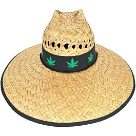 straw-hat-with-green-marijuana  display picture 2