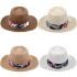 Men's Straw Summer Hat - Wide Brim Hat with Flower Strip Assorted Color