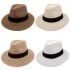 Men's Straw Summer Hat Set - Wide Brim Hat with Black Strip