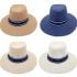 Men's Straw Summer Hat - Wide Brim Hat with Blue Strip Assorted Color