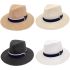 Men's Straw Summer Hat - Wide Brim Hat with Blue Strip