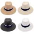 Men's Straw Summer Hat - Wide Brim Hat with Blue Strip