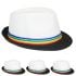 White Rainbow Strip Trilby Fedora Straw Hat