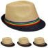 Brown Rainbow Strip Trilby Fedora Hat