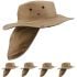 Brown Camping Boonie Hat for Men - Quick Dry Hat with Neck Flap