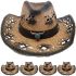 Brown Hollow Straw Cowboy Hat with Bull Band