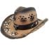 Brown Hollow Straw Cowboy Hat with Bull Band
