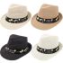 Breathable Straw Adult Trilby Fedora Hat Set with Palm Trees Print Band