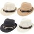 Breathable Assorted Colors Straw Adult Trilby Fedora Hat Set