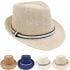 Breathable Assorted Colors Braided Band Straw Adult Trilby Fedora Hat Set