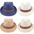 Breathable Assorted Colors Braid Band Straw Adult Trilby Fedora Hat Set