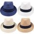 Breathable Assorted Colors Dotted Band Straw Adult Trilby Fedora Hat Set