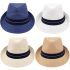 Breathable Assorted Colors Dotted Band Straw Adult Trilby Fedora Hat Set