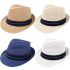 Breathable Assorted Colors Dotted Band Straw Adult Trilby Fedora Hat Set