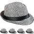 Black & White Checkered Party Trilby Fedora Hat Set
