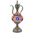 Colorful Flowers Red Turkish Lamp with Teapot Design - Without Bulb