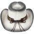 Paper Straw Bull Style Leather Band Western White Cowboy Hats - Black Shade