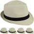 Classic Toyo Straw Adult Light Tan Trilby Fedora Hat with Black Band