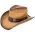 Paper Straw Long Horn Bull Band Brown Cowboy Hat