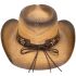 Paper Straw Long Horn Bull Band Brown Cowboy Hat