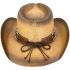 Paper Straw Brown Cowboy Hat with Star Leather Laced Band