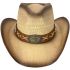 Paper Straw Star Turquoise Bead Band Brown Cowboy Hat