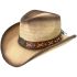 Light Brown Cowboy Hats for Ladies - Paper Straw Star Turquoise Bead Band