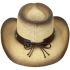 Paper Straw Star Turquoise Bead Stitched Band Brown Cowboy Hat