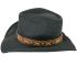 Trendy Black Paper Straw Cowboy Hat with Bull Lace Band