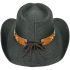 Trendy Black Paper Straw Cowboy Hat with Bull Lace Band