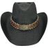 Black Bull Laced Edge Band Cowboy Hat in Paper Straw