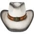 Paper Straw White Cowboy Hat with Bull Style Lace Leather Band - Black Shade 