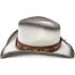 Paper Straw White Cowboy Hat with Bull Style Lace Leather Band - Black Shade 