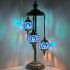 Moroccan style Blue Star Turkish Mosaic Floor Lamps with 3 Globes - Without Bulb