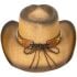 Paper Straw Brown Cowboy Hat with Long Horn Bull Leather Band