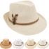 Breathable Braided Band With Feather Straw Adult Fedora Hat Set