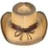 Paper Straw Brown Cowboy Hat with Eagle Leather Laced Band