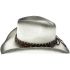 High Quality Paper Straw Black Shade Western Cowboy Hat with Eagle Leather Laced Edge Band