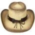 Paper Straw Eagle Turquoise Bead Stitched Band Brown Cowboy Hat