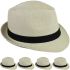 Beige Paper Straw Trilby Fedora Hats - 56 CM