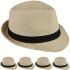 Classic Brown Toyo Straw Trilby Fedora Hats - 60 CM