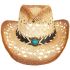 Brown Cowboy Hat with Turquoise Beaded Laced Band