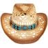 Turquoise Beaded Band Brown Cowboy Hat