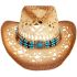 Brown Straw Cowboy Hat - Brethable Design with Turquoise Buckle and  Beaded Band 