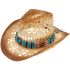 Brown Straw Cowboy Hat - Brethable Design with Turquoise Buckle and  Beaded Band 