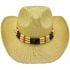 Paper Straw Western Beige Cowboy Hat with Beaded Band